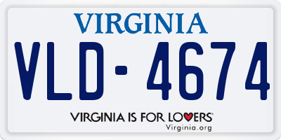 VA license plate VLD4674
