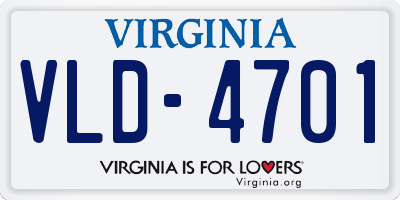 VA license plate VLD4701