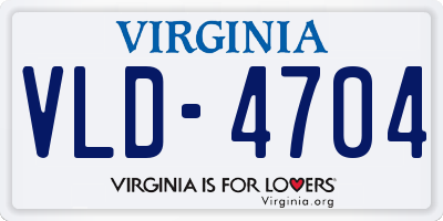 VA license plate VLD4704
