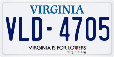VA license plate VLD4705
