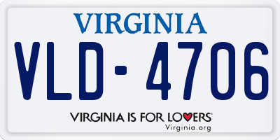VA license plate VLD4706