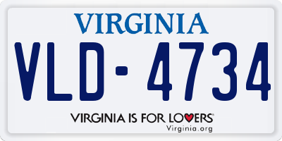 VA license plate VLD4734