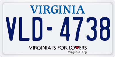 VA license plate VLD4738