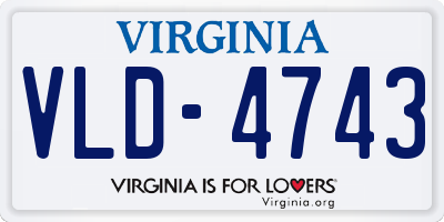 VA license plate VLD4743