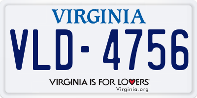 VA license plate VLD4756