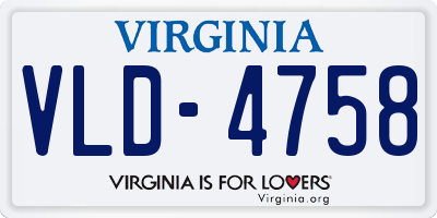 VA license plate VLD4758