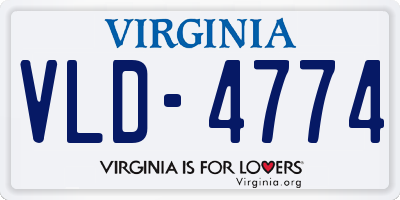 VA license plate VLD4774