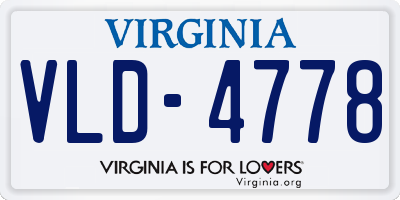 VA license plate VLD4778