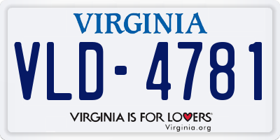 VA license plate VLD4781