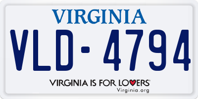 VA license plate VLD4794