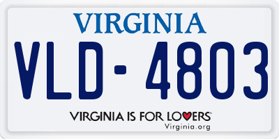 VA license plate VLD4803