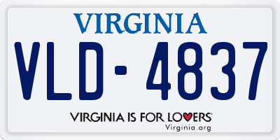 VA license plate VLD4837