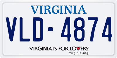 VA license plate VLD4874