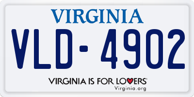 VA license plate VLD4902