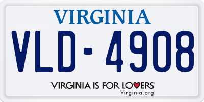 VA license plate VLD4908
