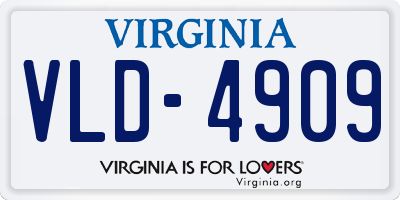 VA license plate VLD4909