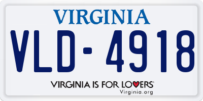 VA license plate VLD4918
