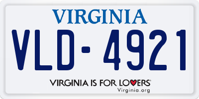 VA license plate VLD4921