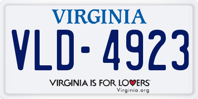 VA license plate VLD4923