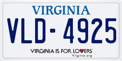 VA license plate VLD4925