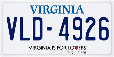 VA license plate VLD4926