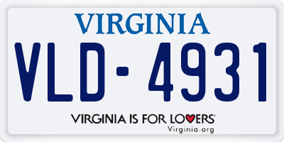 VA license plate VLD4931