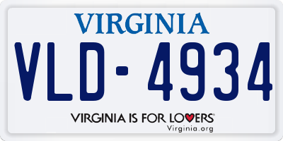 VA license plate VLD4934