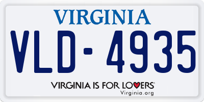 VA license plate VLD4935