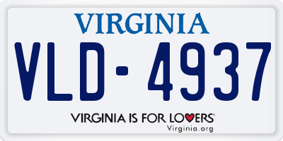 VA license plate VLD4937
