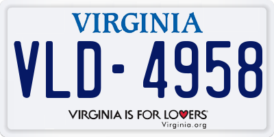 VA license plate VLD4958