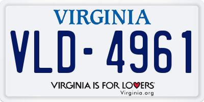 VA license plate VLD4961