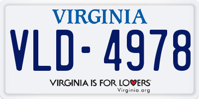 VA license plate VLD4978