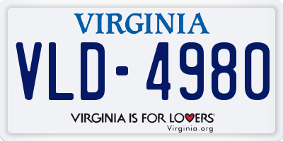 VA license plate VLD4980