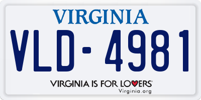 VA license plate VLD4981