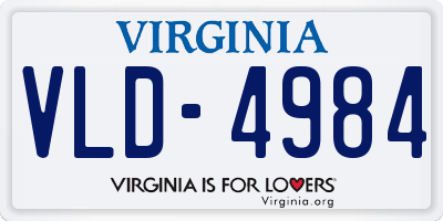 VA license plate VLD4984