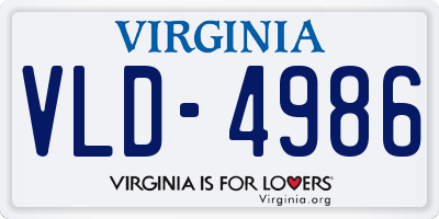 VA license plate VLD4986