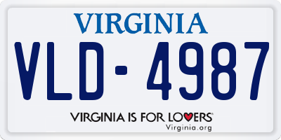 VA license plate VLD4987