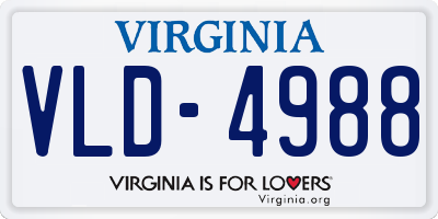 VA license plate VLD4988