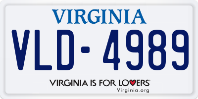 VA license plate VLD4989