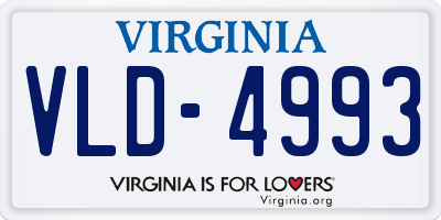 VA license plate VLD4993