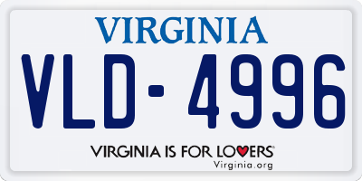 VA license plate VLD4996