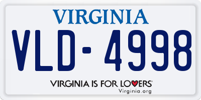VA license plate VLD4998
