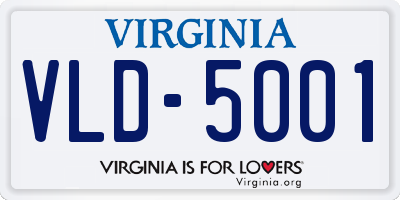 VA license plate VLD5001