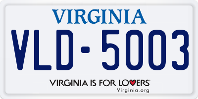VA license plate VLD5003