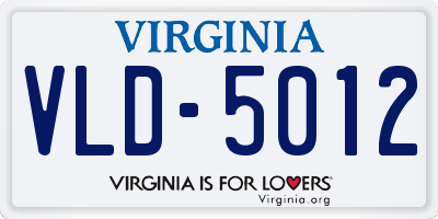 VA license plate VLD5012
