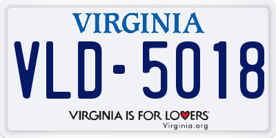 VA license plate VLD5018