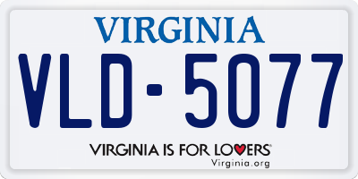 VA license plate VLD5077