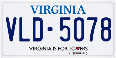 VA license plate VLD5078