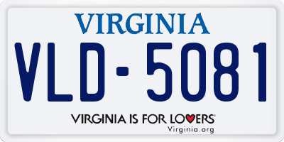 VA license plate VLD5081