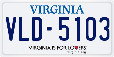 VA license plate VLD5103